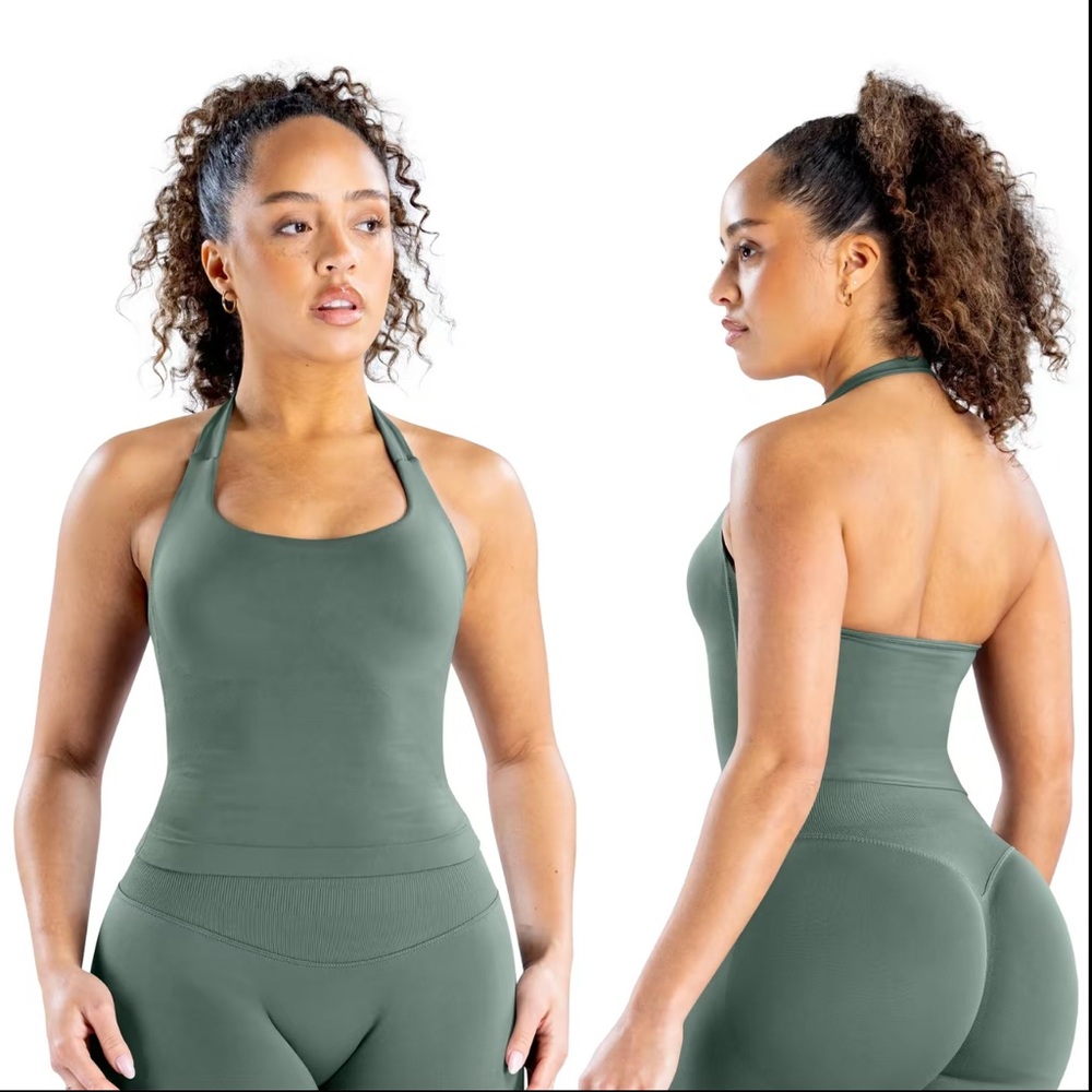 Green Halter Neck Activewear Top